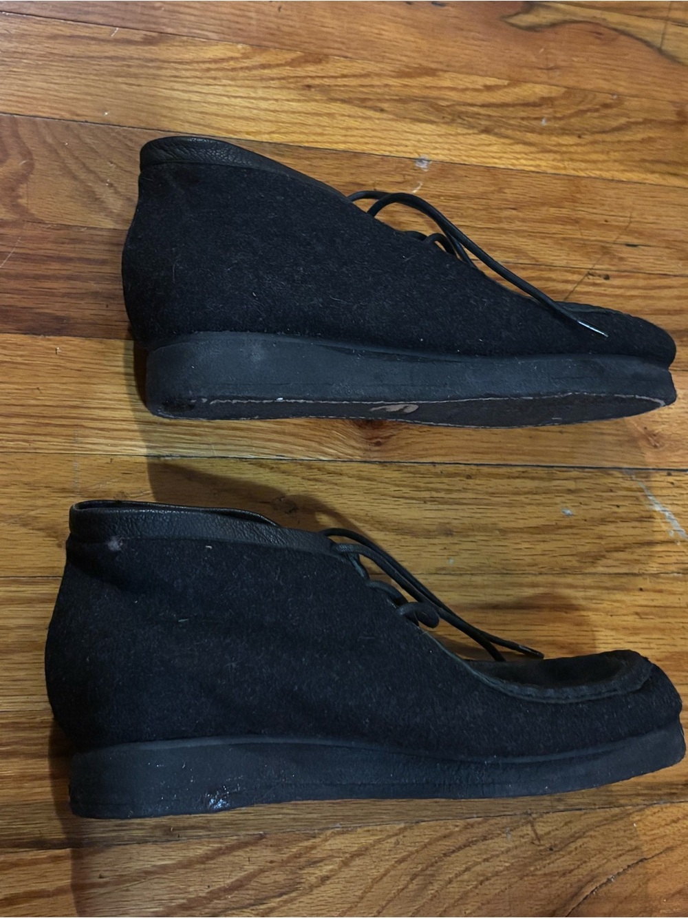 Proenza Schouler Black Lace-Up Wedge Boots Clark’s wallabee sneaker Prada Celine